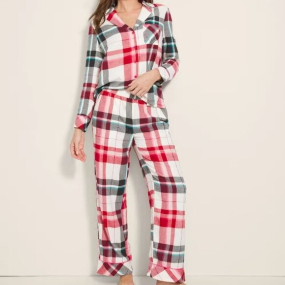 NWT Soma Flannel Super Soft Long-Sleeve Top & Pant Set - Picture 1 of 9